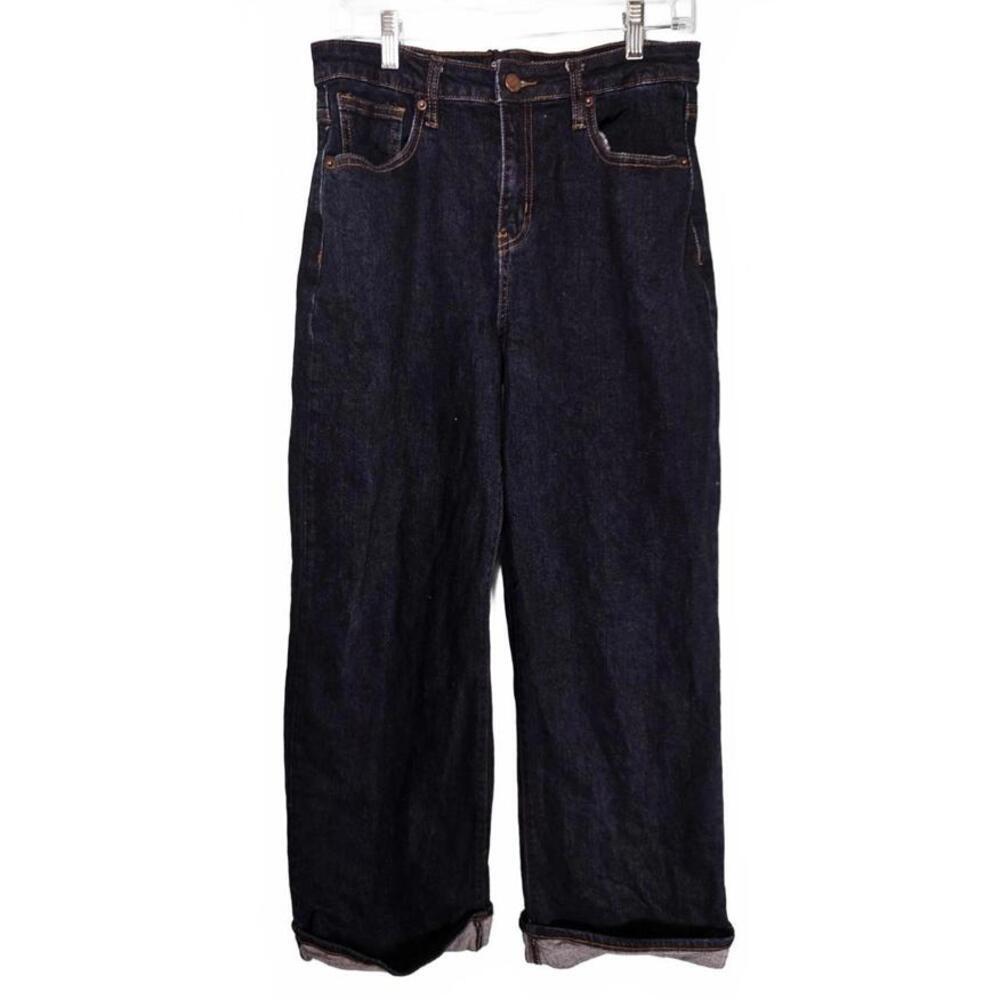Fashion Nova Women's Wide-Leg Straight Dark Wash Cuffed Jeans Size 7